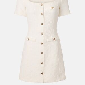 Maje Cream Textured Mini Dress